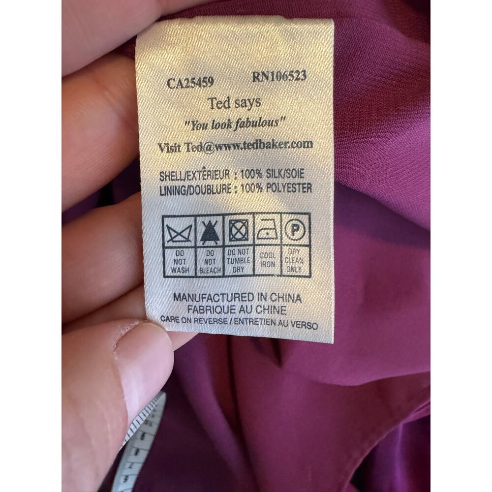 Ted Baker "Betria" Purple Silk Slip Dress, Empire Waist, Midi-Length, Size 1 - Picture 6 of 8